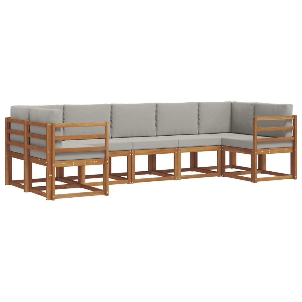 Set di divani da esterno 7 pcs Grigio Naturale e Chiaro
