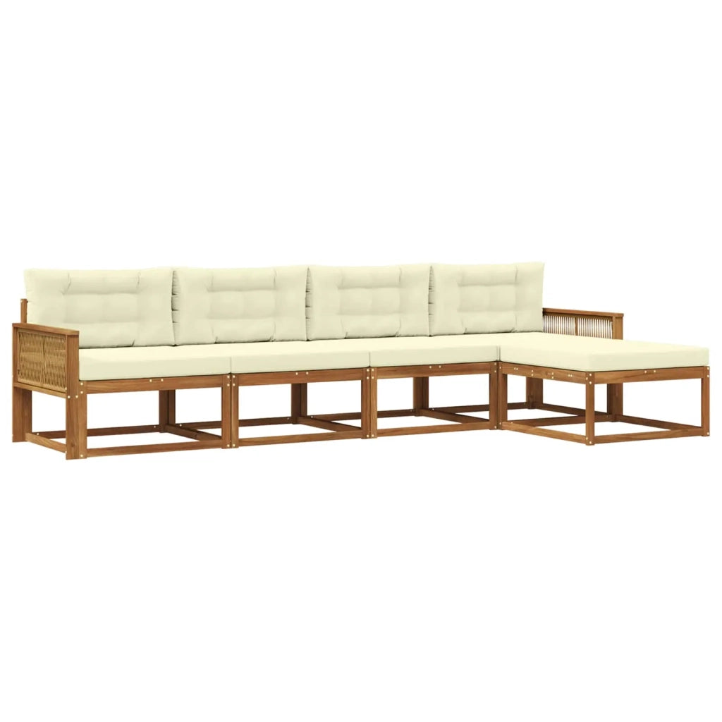 Set di divani da esterno 5 pz Naturale e Crema 3382488