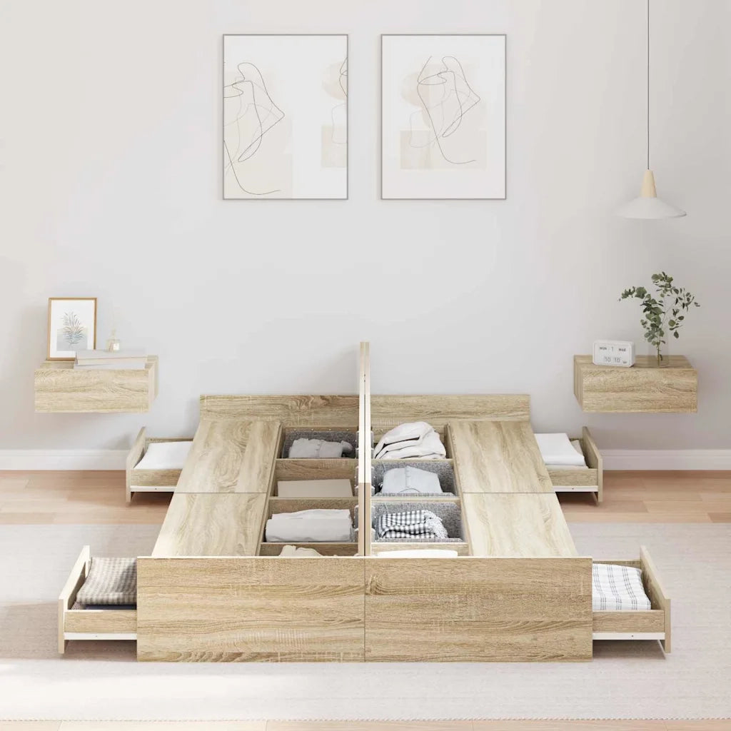 Struttura letto con contenitore Rovere Sonoma 120 x 190 cm 3335327