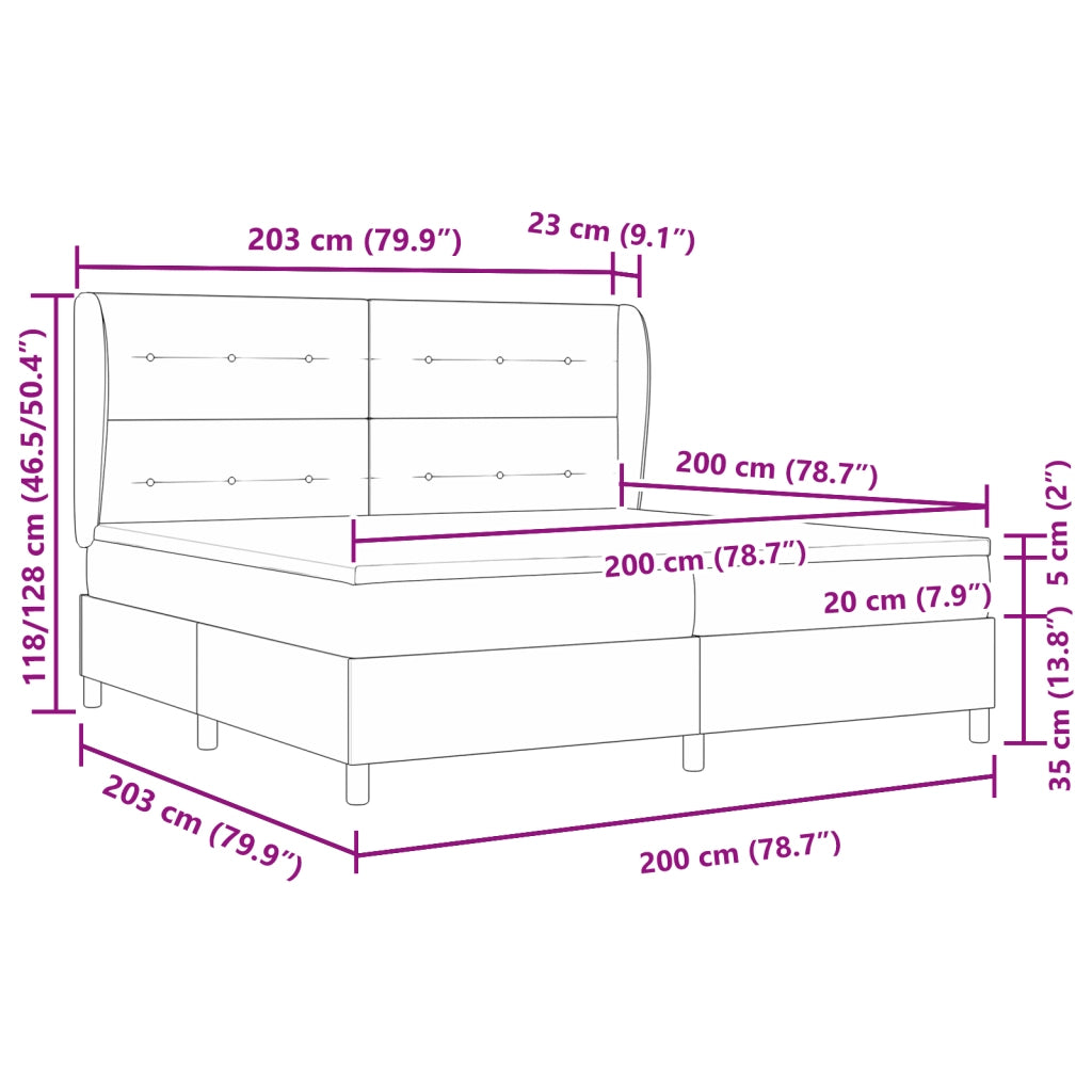 Letto Box Spring con Materasso, Blu, 200x200 cm, Tessuto