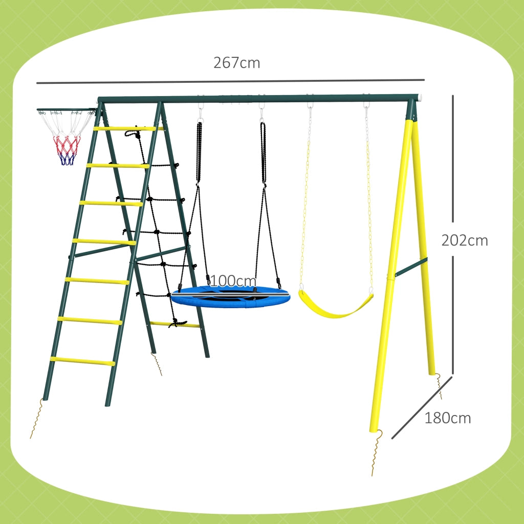 Altalena per bambini 4 in 1 con nido e canestro da basket ¨C zephmum ¨C Rosso e Giallo