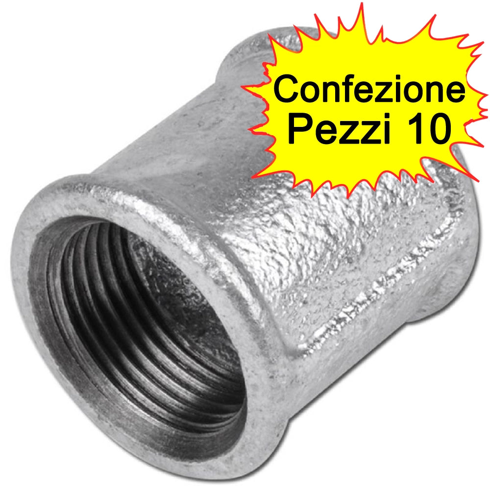 Manicotti in ghisa zincati da 1" filettatura femmina femmina ff pezzi 10