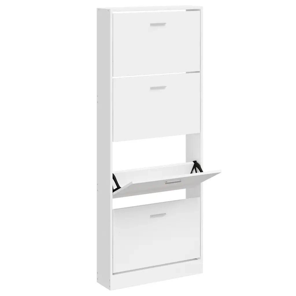 Scarpiera-Scaffale per scarpe Bianco Lucido 59x17x150 cm in Legno Multistrato