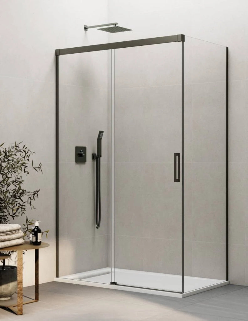 Box doccia THALASSA (BASIC) 1+1 con lato fisso laterale 105x75 cm Titanio vetro trasparente
