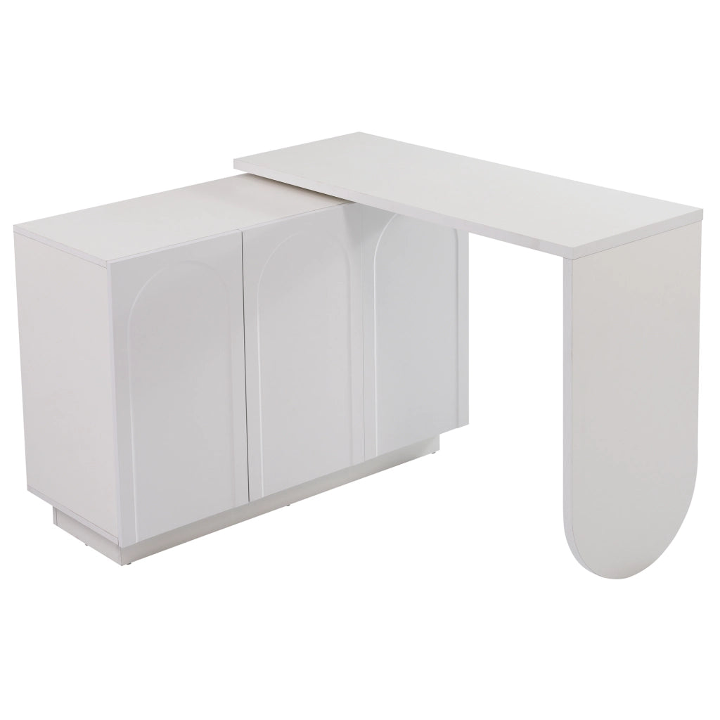 Scrivania angolare girevole con 3 vani - per studio - in MDF - 110×40×75 cm - bianco