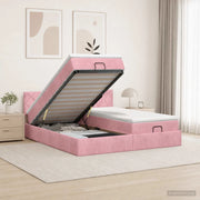 Letto Ottomano con Materasso e LED Rosa 180 x 200 cm Velluto 3457355