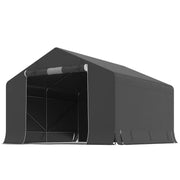 Tenda Deposito 300x300x210 cm Grigio Scuro con Telo 200 g/m², Telaio Zincato e Porta Avvolgibile