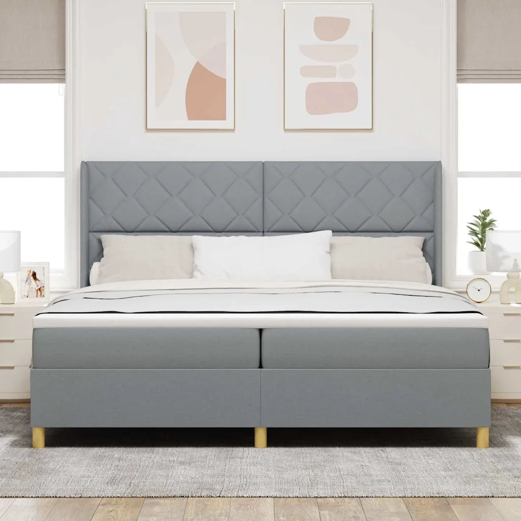 Letto a molle con materasso Grigio chiaro 200 x 200 cm Tessuto 3343777