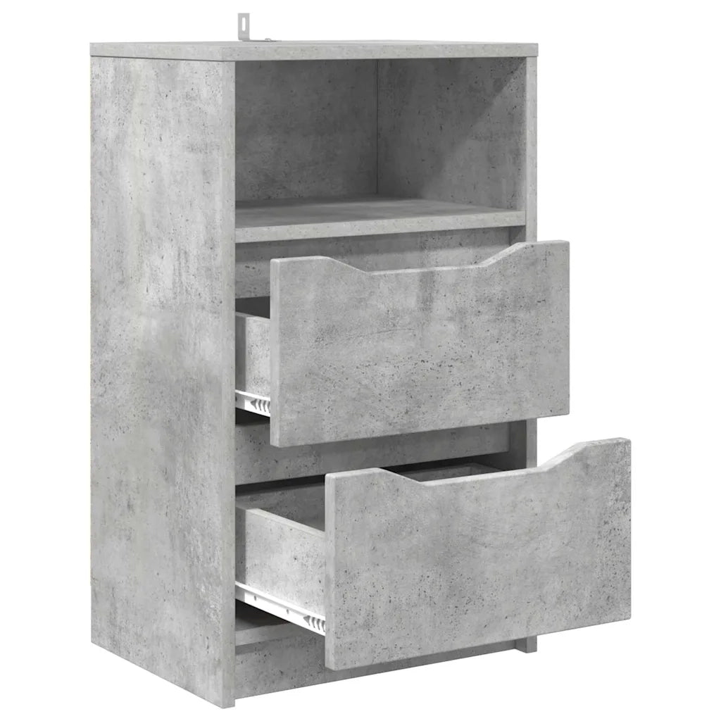 Comodino | Armadio da Notte | Mobiletto da notte Grigio cemento 40 x 30 x 467 cm Legno multistrato