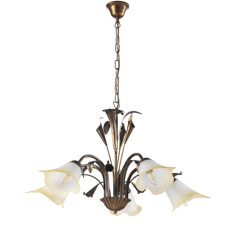 Lampadario 5 luci Lucrezia Bronzo