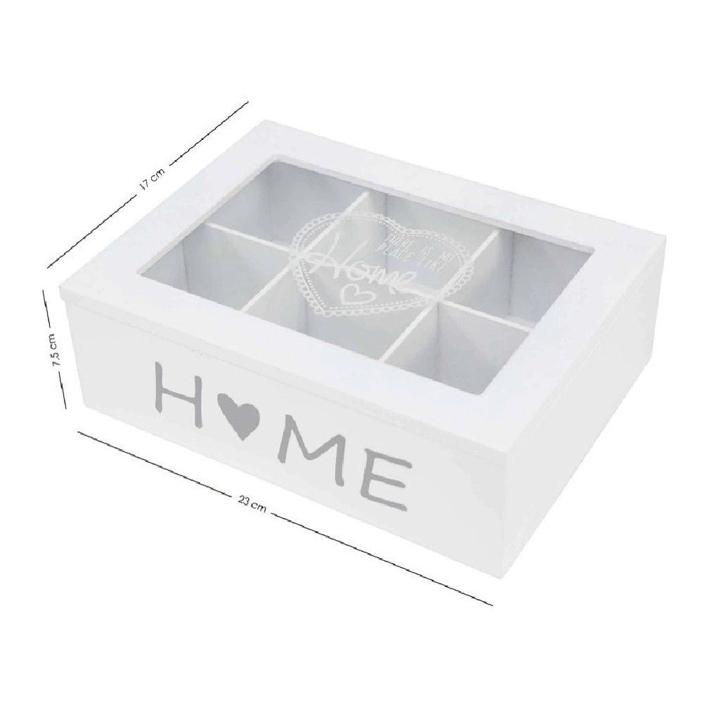 Trade Shop - Scatola Contenitore Legno Bianco Home Bacheca 6 Scomparti Posti Vetrina 219615 -