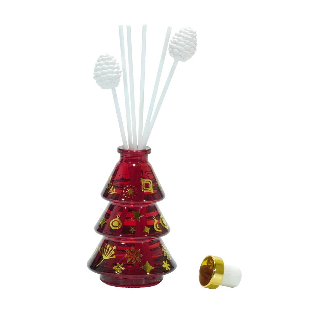Trade Shop - Set Diffusore Di Fragranza Per Ambiente Forma Albero Natalizio Da 80ml Con 6 Bastoncini -