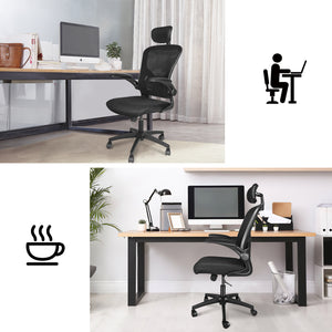 Sedia ufficio ergonomica - RATTANTREE  - Sedie da scrivania con Supporto Lombare e Poggiatesta Regolabile - Nero