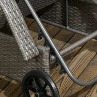 Set Lettini Prendisole con Tavolino da Giardino, Set da Giardino 3 Pezzi, Rattan Sintetico e Metallo, Grigio Scuro
