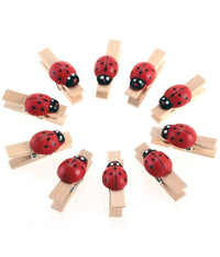 48pz. Molletta Coccinella Legno Naturale Bomboniere Biglietti Laurea Compleanno         