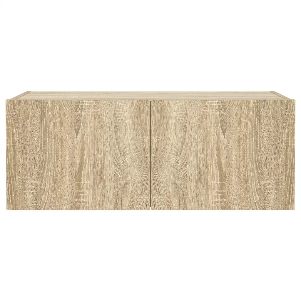 Mobile TV a Parete con Luci LED Rovere Sonoma 80x35x31 cm