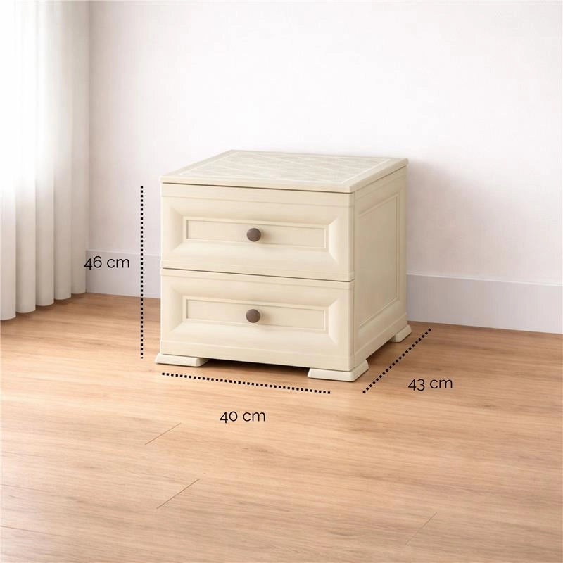 COMODINO 2 CASSETTI ANGORA 40X43X46 CM – COMODINO MODERNO SALVASPAZIO PER CAMERA DA LETTO E ZONA LIVING