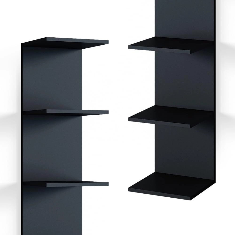 Libreria da parete Paolo, Nero, 30 x 190 cm, montabile per riporre libri e decorazioni