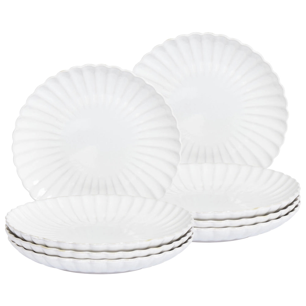 Set di 4 piatti da contorno in gres porcellanato bianco fatti a mano con smalto reattivo Perfetti per dessert cucina e sala da pranzo