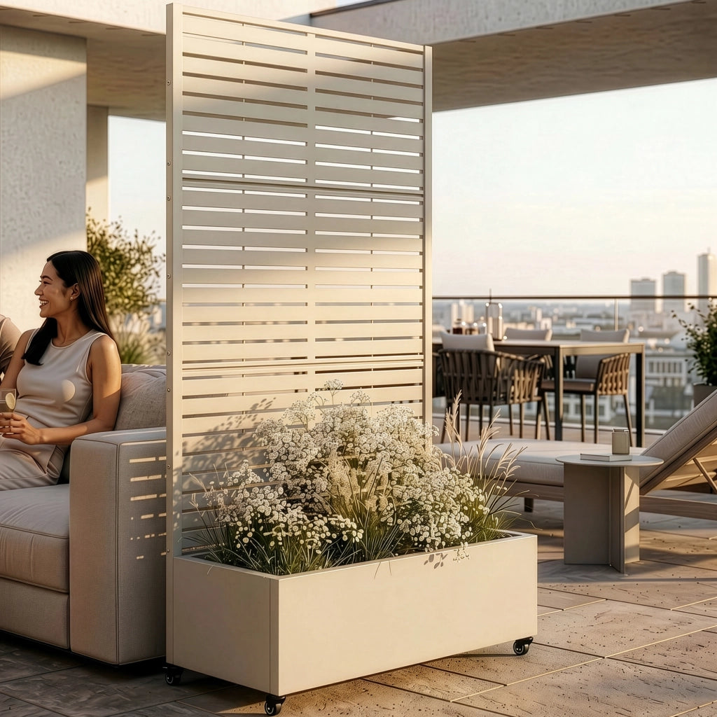 Fioriera con Spalliera Nodepp in Acciaio 190 x 82 x 38 cm - Beige casa.pro
