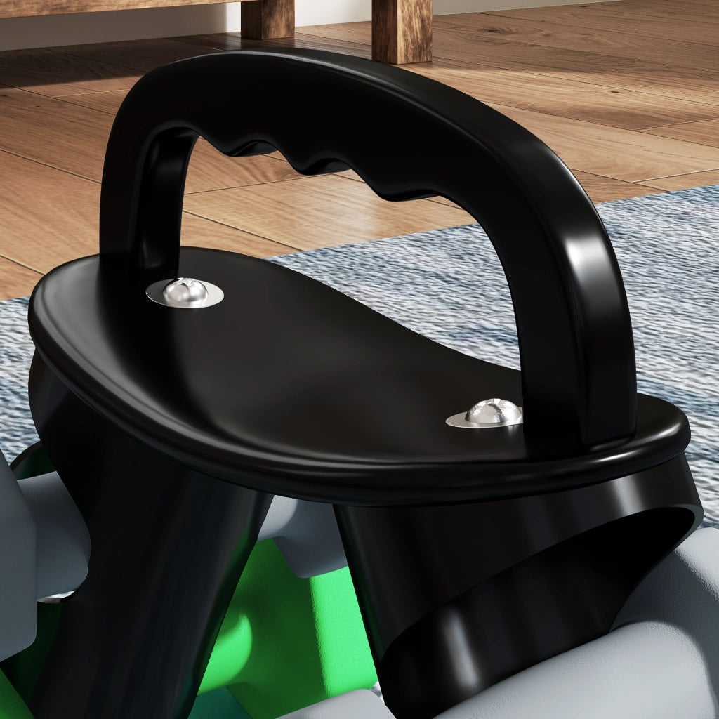 Set 6 Pesi Manubri con Supporto Coppie da 3-4-5 Kg in Metallo Verde e Nero