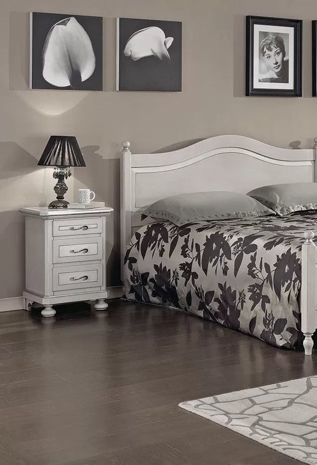  comodino arte povera 3 cassetti legno shabby tortora grigio 50x38x66 (1476) - Mobili 2G