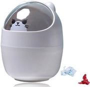 Mini Prigione per Rifiuti Cartoon con Disegno di Animali - 500ml - Rotante - Ideale per Ufficio/Bagno - Cassetto Plastico Carino per Rifiuti