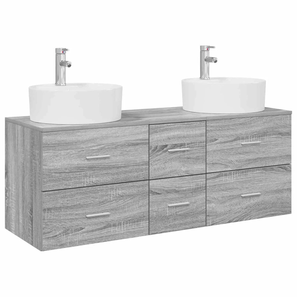 Set di mobili per il bagno 3 pz Sonoma grigio 3405888