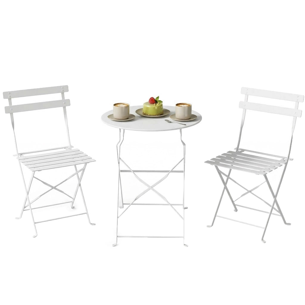 Set Bistr¨° da Esterno Pieghevole con Tavolo e 2 Sedie, Bianco