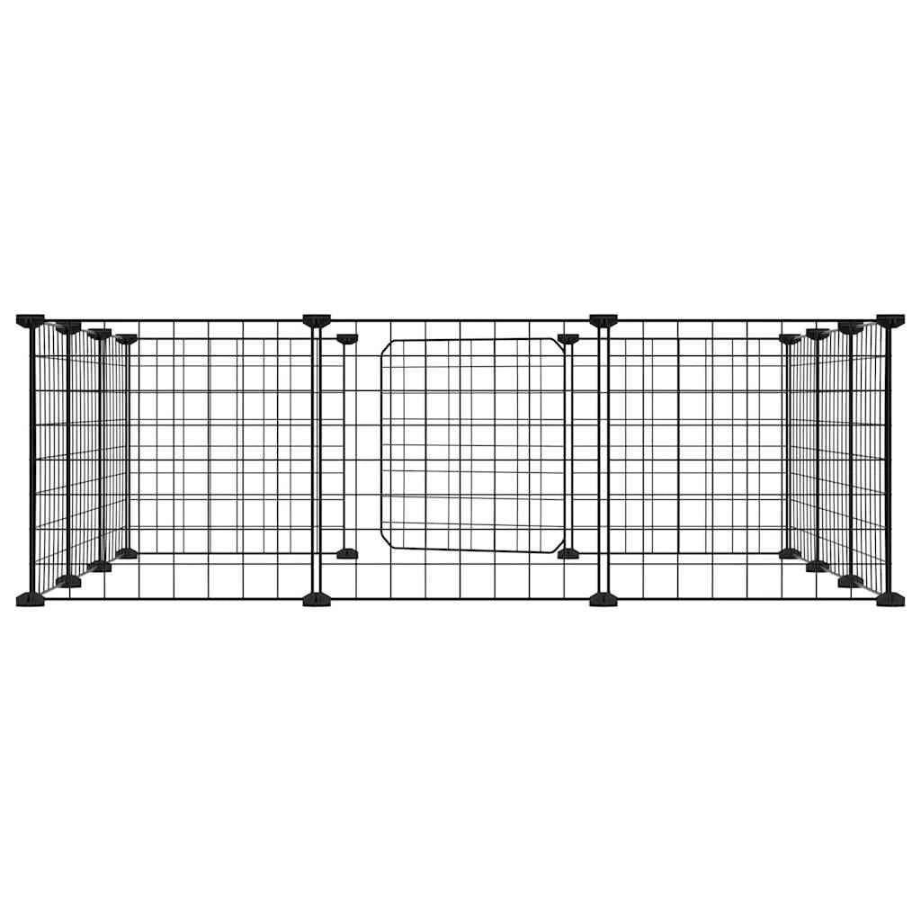 Gabbia per animali domestici a 12 pannelli con porta 35 x 35 cm nera 02_0041562