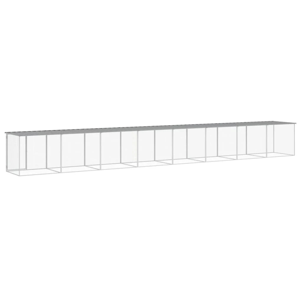 Recinto per pollaio con gabbia per polli con tetto leggero 803 x 98 x 90 cm in acciaio zincato grigio 02_0043989