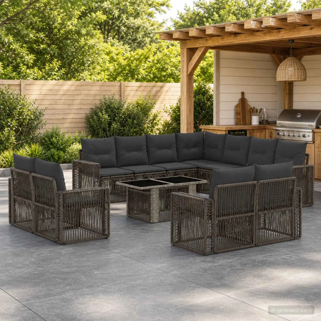 Set Divano da Giardino 12 pz Grigio e Grigio Scuro polyrattan 3436871