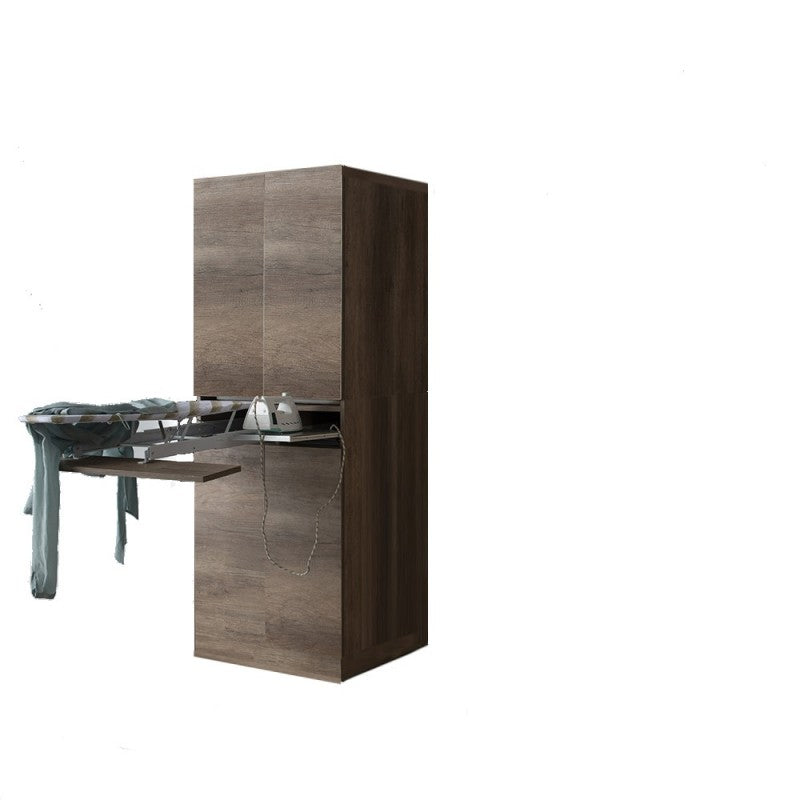 Mobile Lavanderia a Colonna per Lavatrice o Asciugatrice con Asse da Stiro e Ante 70x70x174A cm in Nobilitato Unika