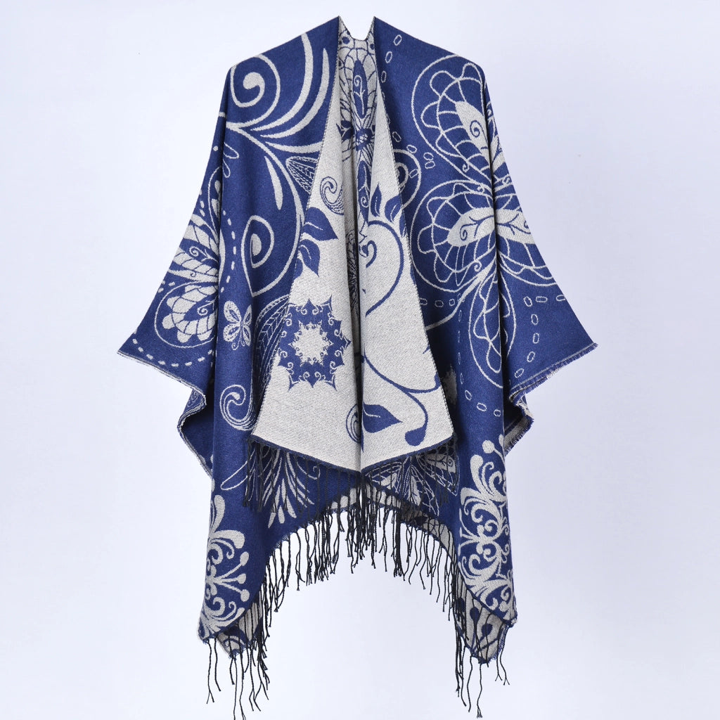 Nuovo scialle con nappe jacquard e motivo paisley - Elegante e caldo scialle con nappe