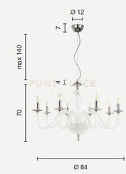 LAMPADARIO DEBUSSY 8 LUCI OTTANIO E CROMO ATTACCO E14 D.84CM