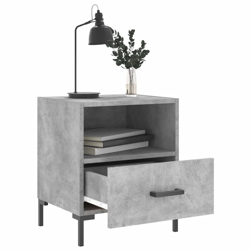 Set di 2 Comodini | Armadio da Notte | Mobiletto da notte Grigio Cemento 40x35x47,5 cm in Legno Multistrato
