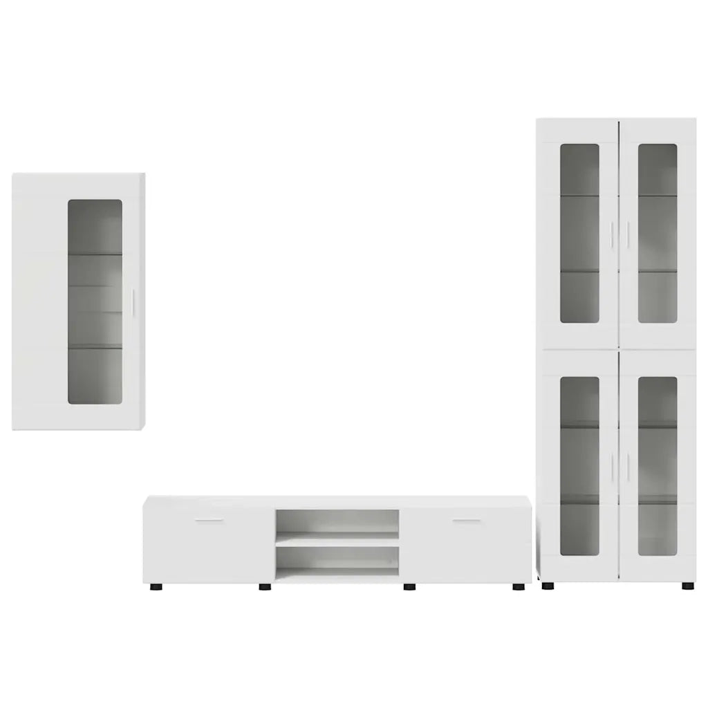 Set mobile TV con porta FLORIN 3 pcs Bianco Legno multistrato