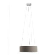 Lampada a Sospensione Bianca, Paralume Cilindrico Tortora, E27, IP20, Ø 48 x 15 x 150 cm - Rossini - Design Minimal ed Elegante