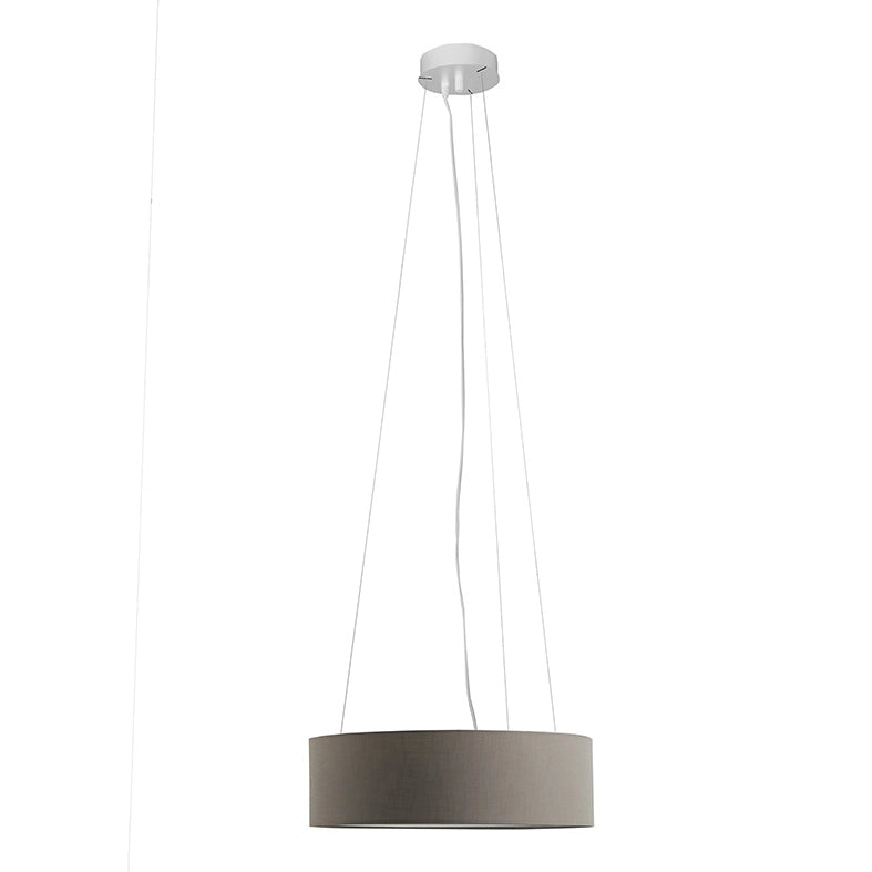 Lampada a Sospensione Bianca, Paralume Cilindrico Tortora, E27, IP20, Ø 48 x 15 x 150 cm - Rossini - Design Minimal ed Elegante