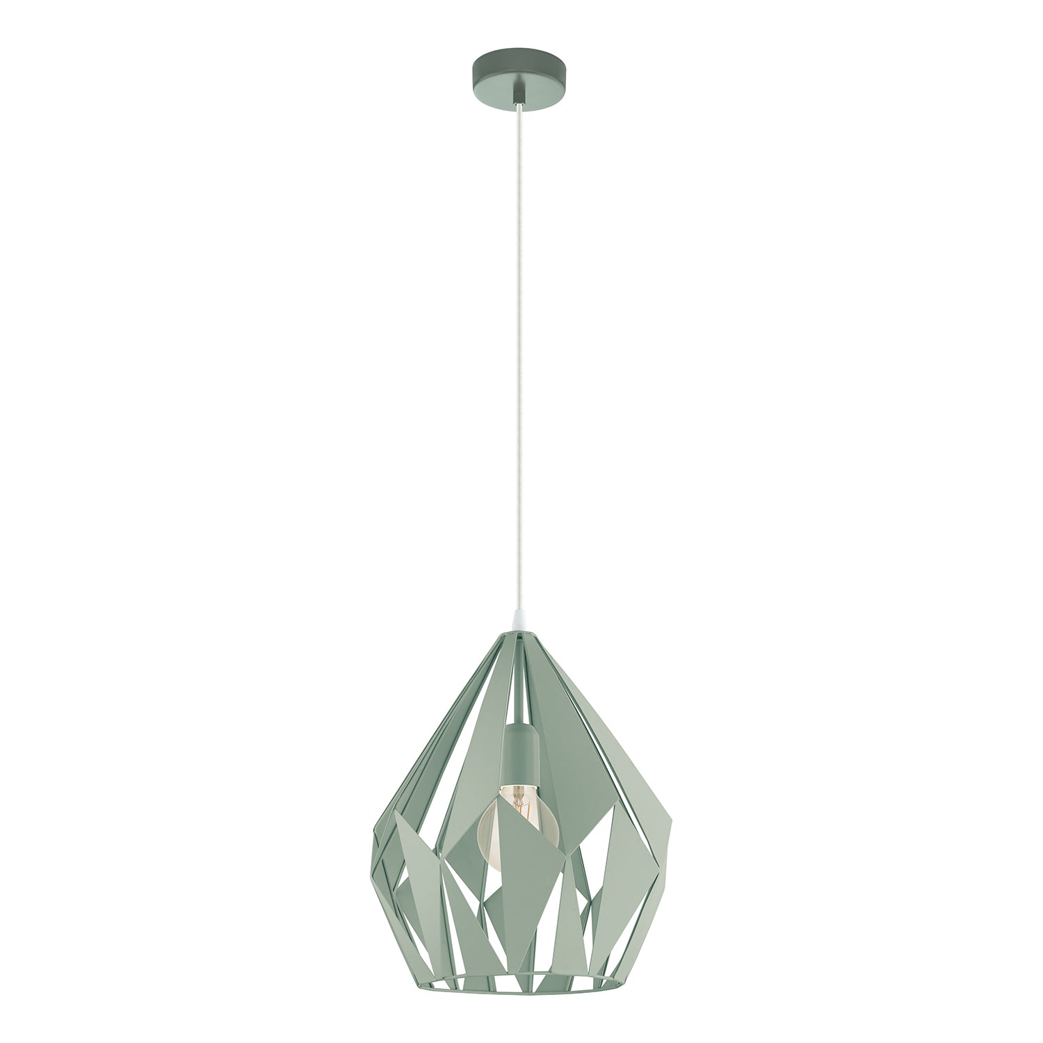 Lampadario A Sospensione Vintage Carlton-P Acciaio Verde Chiaro 1 Luce E27