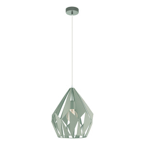 Lampadario A Sospensione Vintage Carlton-P Acciaio Verde Chiaro 1 Luce E27