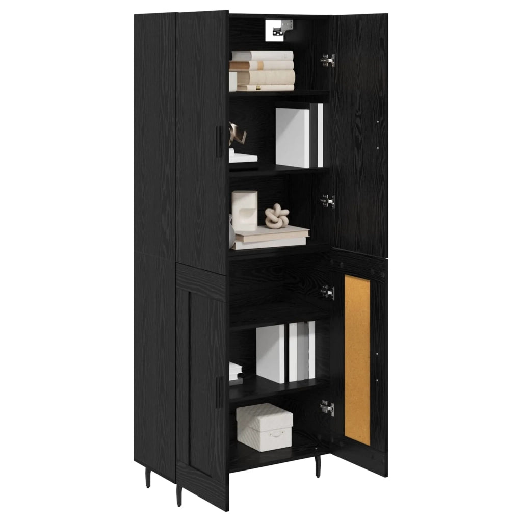 Credenza 2 pz | Madia | Buffet da pranzo | Armadio da pranzo Rovere nero Legno Stratificato e Vetro