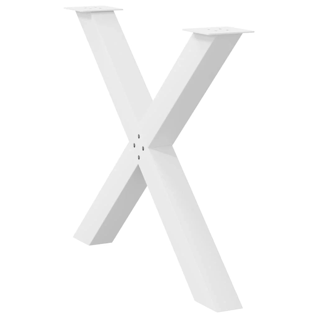 Set di 3 gambe per tavolo da pranzo a forma di X 90 x 72 cm supporto robusto stile moderno acciaio bianco 02_0057267