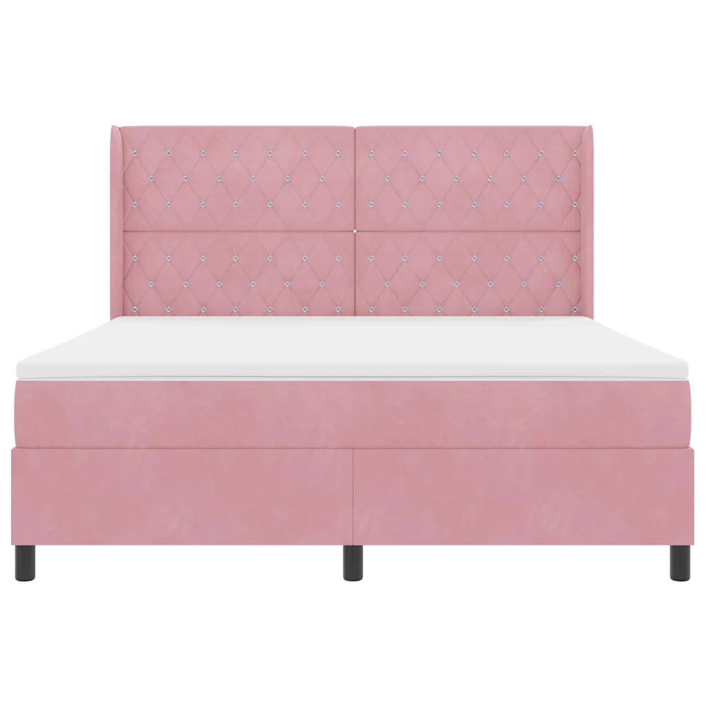 Letto a molle con materasso Rosa 180 x 200 cm Velluto 3341971