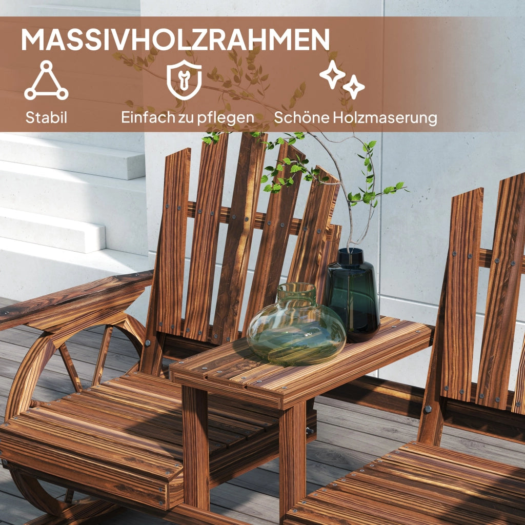 Panca da giardino 2 posti ¨C Xylo ¨C legno con foro ombrellone, gambe a ruota di carro 154x65x102 cm