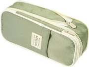 Etui per ragazze, grande borsa per adulti, borsa a tre tasche per ragazze adolescenti, scatola per scuola, borsa, verde chiaro
