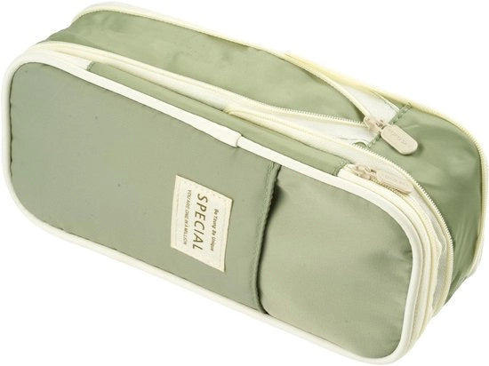 Etui per ragazze, grande borsa per adulti, borsa a tre tasche per ragazze adolescenti, scatola per scuola, borsa, verde chiaro