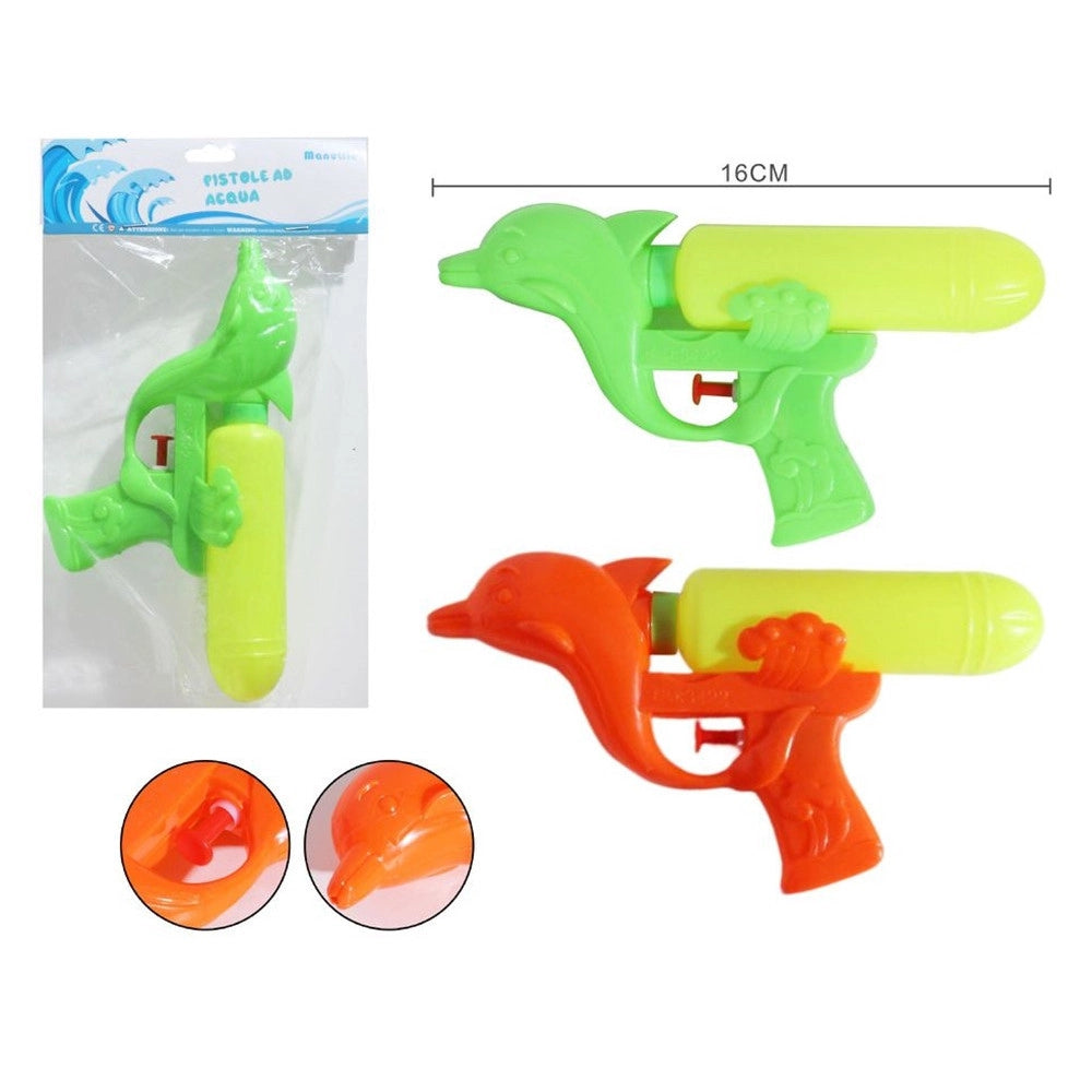 Trade Shop - Pistola Ad Acqua A Forma Di Delfino In Plastica Giocattolo Estivo Per Bambini 16cm 618556 -