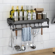 Specerijenrek Sospeso senza Fori - Multifunzionale Raccogli Rifiuti con Ganci e Stanghe - Raccogli Rifiuti di Parete Spaziale per Cucina e Bagno