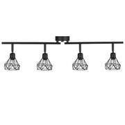 lampadario Nero Metallo 4 Luci Gabbia Paralumi Bracci Orientabili Moderna
